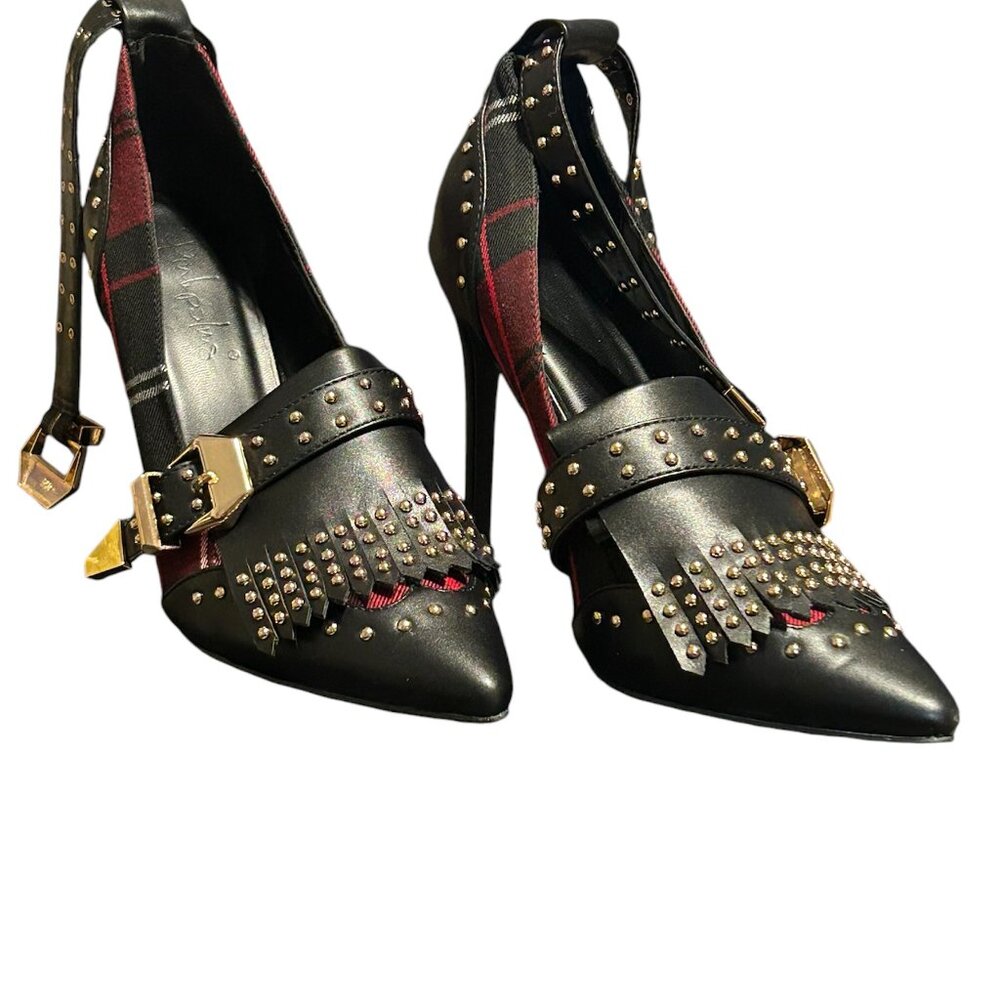 HAND MADE BEAUTIFUL ELEGANT WOMEN  SHOES COLOR RED AND BLACK  SIZE 9